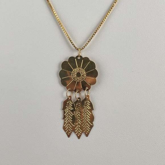 Vintage 14 Karat Concho Pendant with Necklace NOS